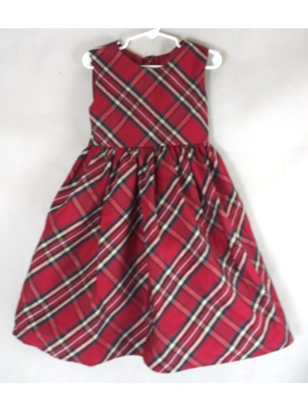 Cherokee Red Plaid With Metallic Stripe & Bow Dress Girls Size 5